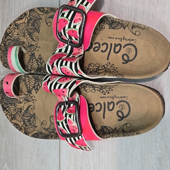 Calceo Women Watermelon Loop Toe Sandals Buckles Shoes 40/9.5 - Picture 5 of 14